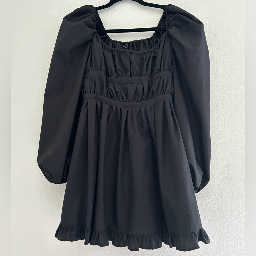 ASOS Design Black Puff Sleeve Mini Dress